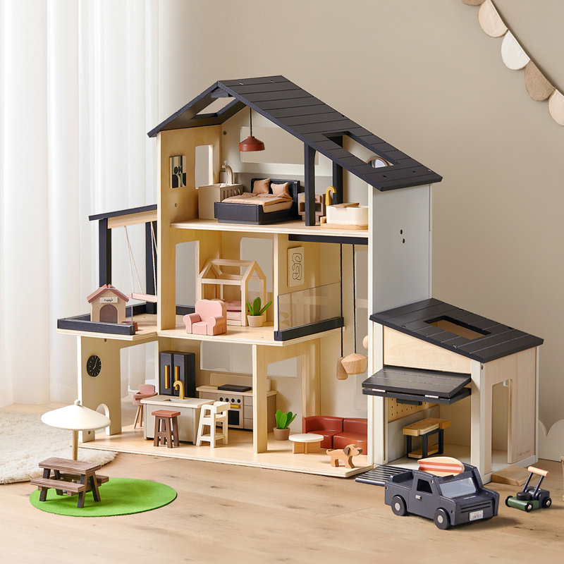 Tiny Land® Sweetwood Edge Dollhouse & Wooden Dollhouse Garage