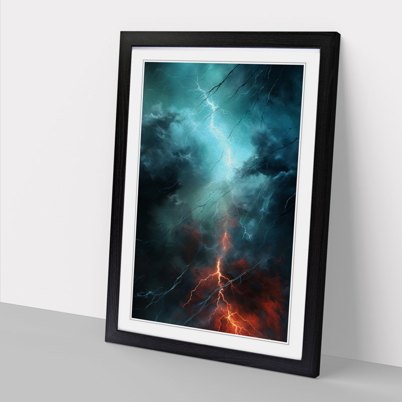 Thunderstorm Abstract - Single Picture Frame Print on Wood, Black Framed, 64cm H x 46cm W