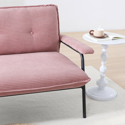 53 po, beige, rose, noir, mélange, conception à boutons, structure en métal, coussin rembourré en éponge 2 places de style moderne, loisirs à la maison