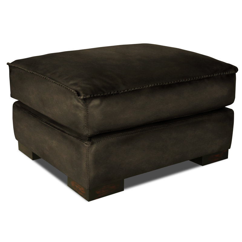 Repose-pieds de cocktail rectangulaire en cuir véritable Urban Cowboy, Espresso, Acajou (Coyote)