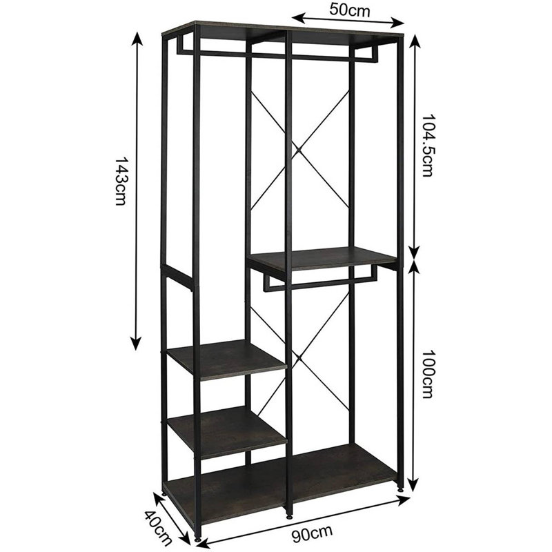 Mahurin 90cm Clothing Rack, Black/Rust