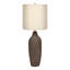 Lighting, H 27 po, lampe de table, céramique grise, abat-jour beige