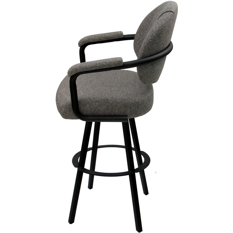Tabouret de comptoir pivotant 30 po Mahlum, Mélange de polyester gris / cadre noir