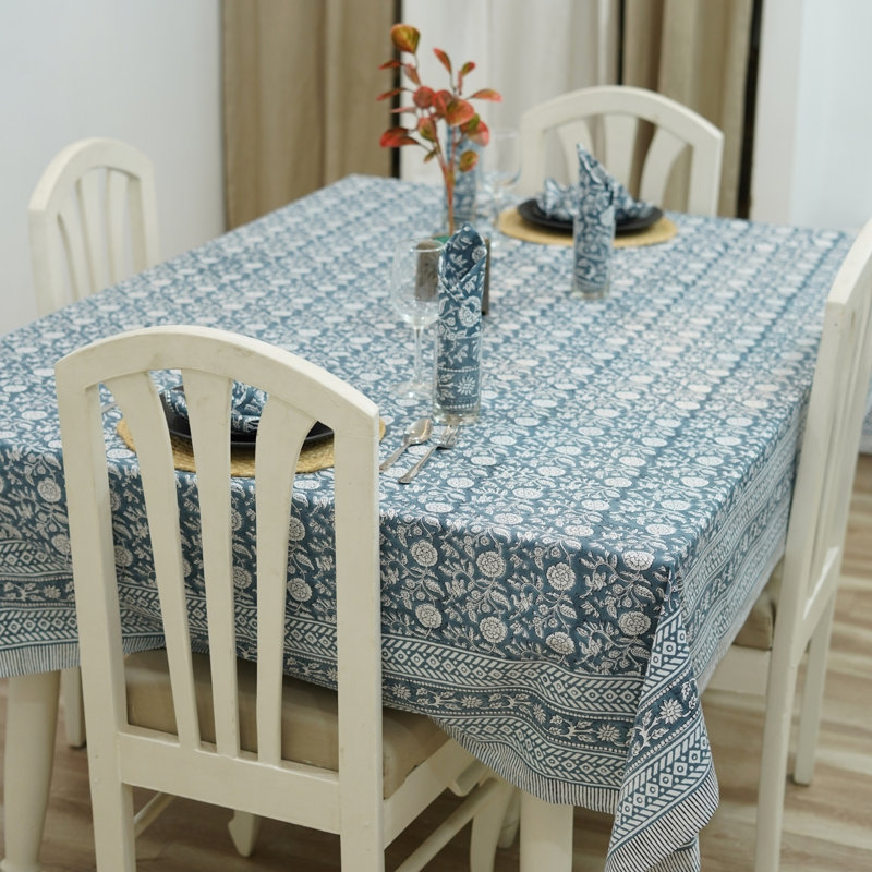 Housse de table bohémienne à imprimé bloc pour salle à manger, Shillong , 160 po x 72 po