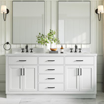 Palmera 90 inch Double Sink Bathroom White Vanity & Side Cabinet