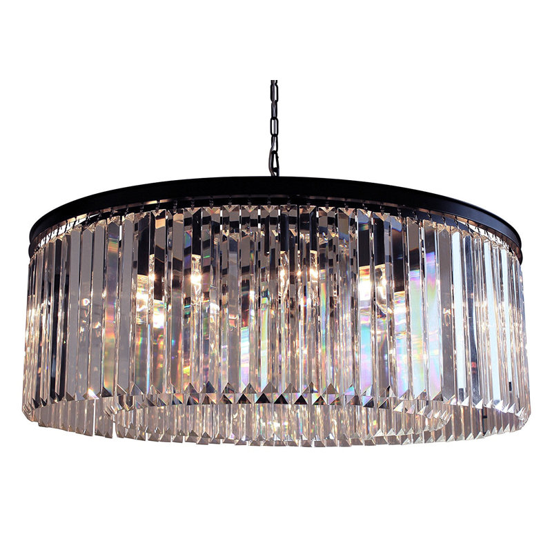 Lustre 12 lumières à prisme de cristal en verre transparent