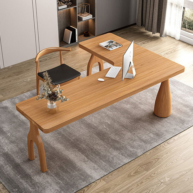 Bureau rectangulaire brun en bois massif, H 29,53 po x l 70,87 po x P 55,12 po, Retour à gauche