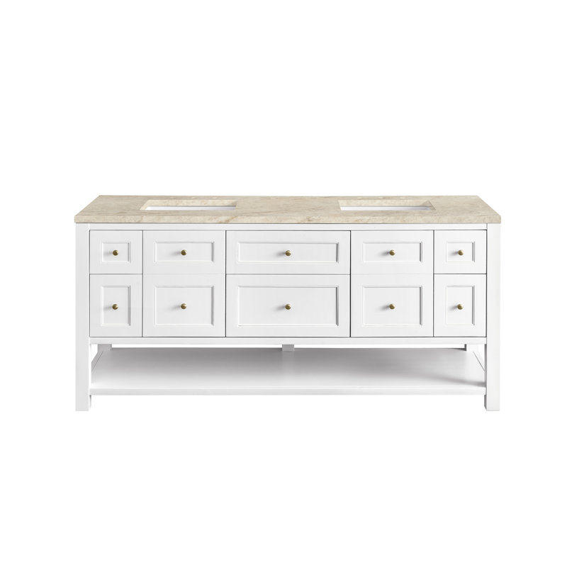 Breckenridge 72'' W Double Vanity, Bright White, 8" Widespread, Tajnar Eclos