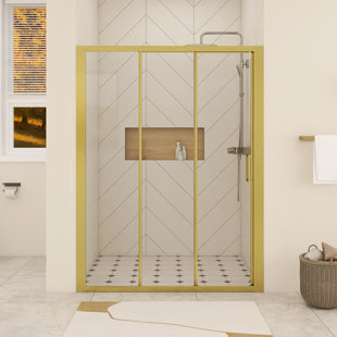 60 In. W X 70 In. H Sliding Framed Shower Door In Matte Black Finish