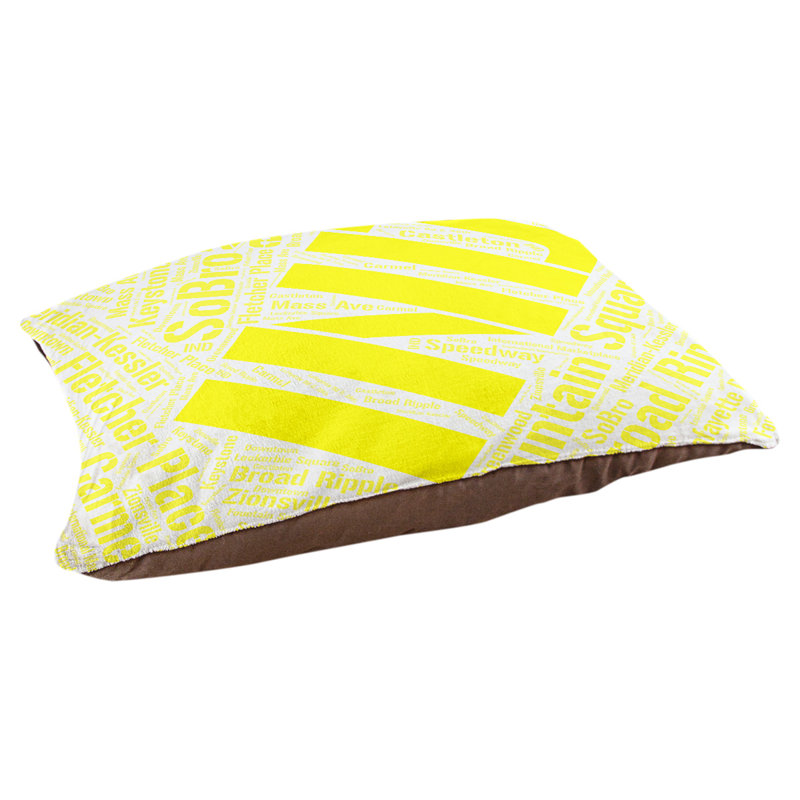 Coussin de chien « districts », Grand (l 40 po x P 30 po x H 14 po), Jaune, Indianapolis
