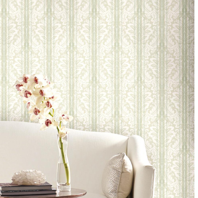 Rouleau de papier peint L 27 pi x l 27 po Waverly Donnington, Blanc cassé / taupe
