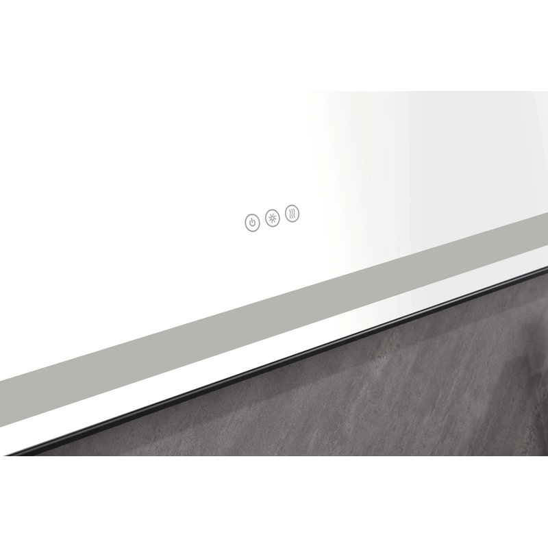 Led Bathroom Mirror With Aluminum Frame, Wall Mounted Vanity Mirror, Anti-Fog, Memory, 3 Colours, Stepless Dimmable, Black