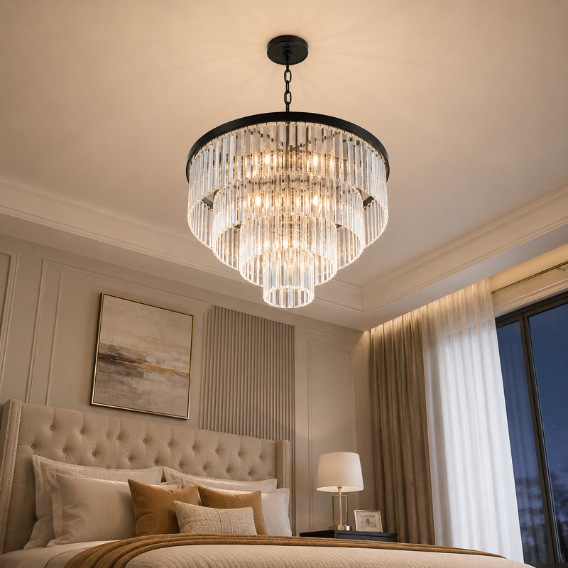 Sapana 9 - Light Modern Round Crystal Chandelier with Tiered Crystal Design