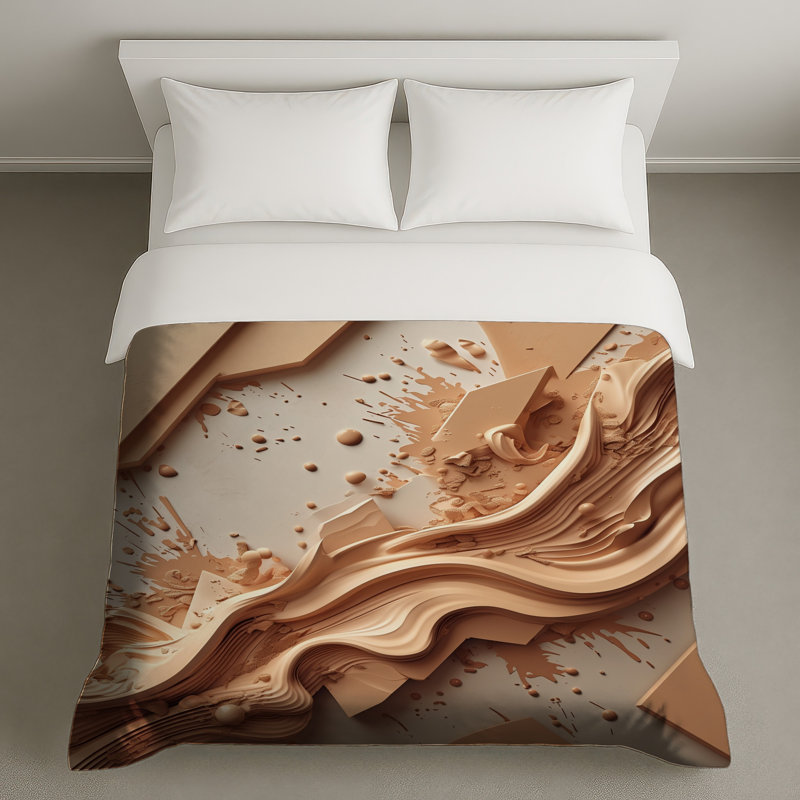Housses de couette à texture abstraite beige, Twin