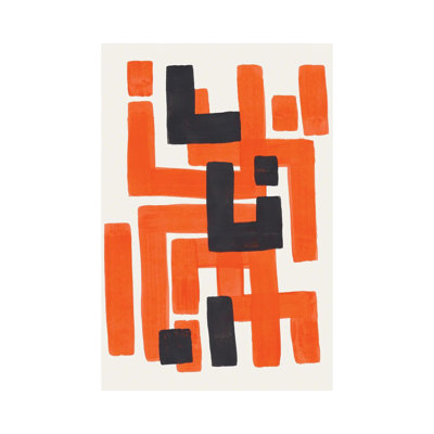 Orange Aztec by EnShape - Wrapped Canvas Print