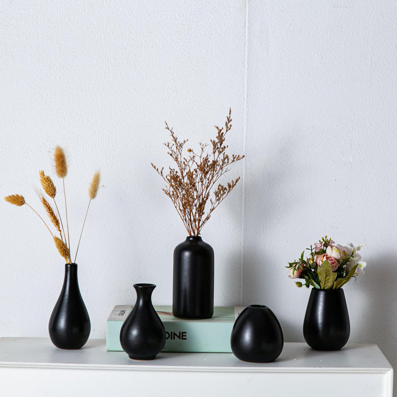 Ensemble de 11 vases en céramique Bud, Noir