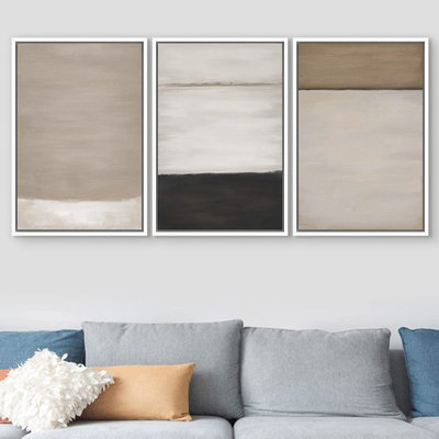 Ensemble de 3 peintures sur toile avec cadre flottant