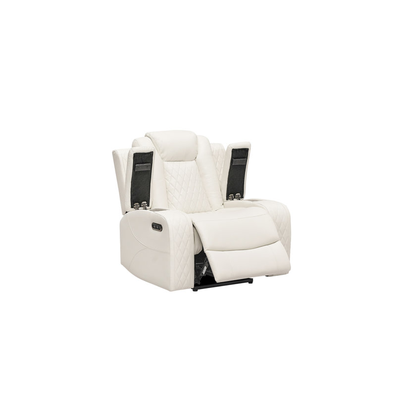 Toddy Faux Leather Power Recliner, White