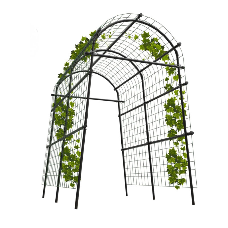 7-Cross-Tube Metal Trellis – 230 cm High, 183 x 115 cm, PE-Coated Weatherproof Plant Support for Raised Beds & Vegetable Gardens
