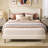 Abe Aadi Queen Size Corduroy Upholstered Platform Bed Frame with Channel Tufted Wingback Headboard — No Box Spring Needed, Space-Saving Design for Small Bedrooms & Apartments-1525913694-1525913690