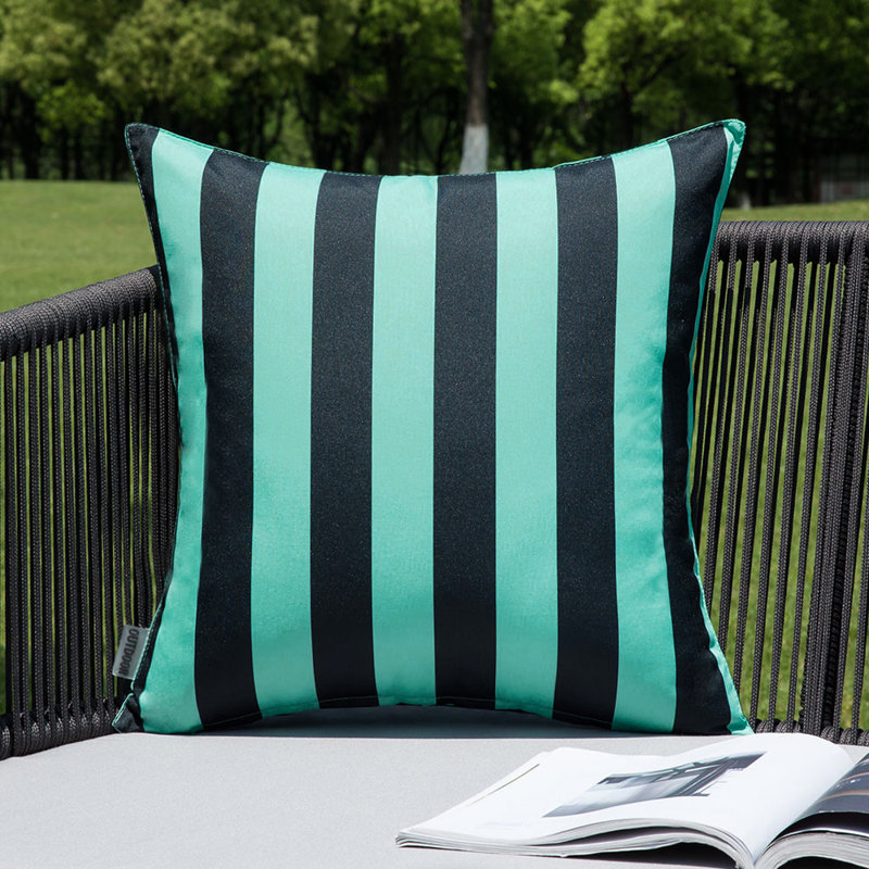 Housse de coussin extérieur rayé et insert, Turquoise