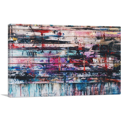" Paint Splatter Wood Wall " Painting Print