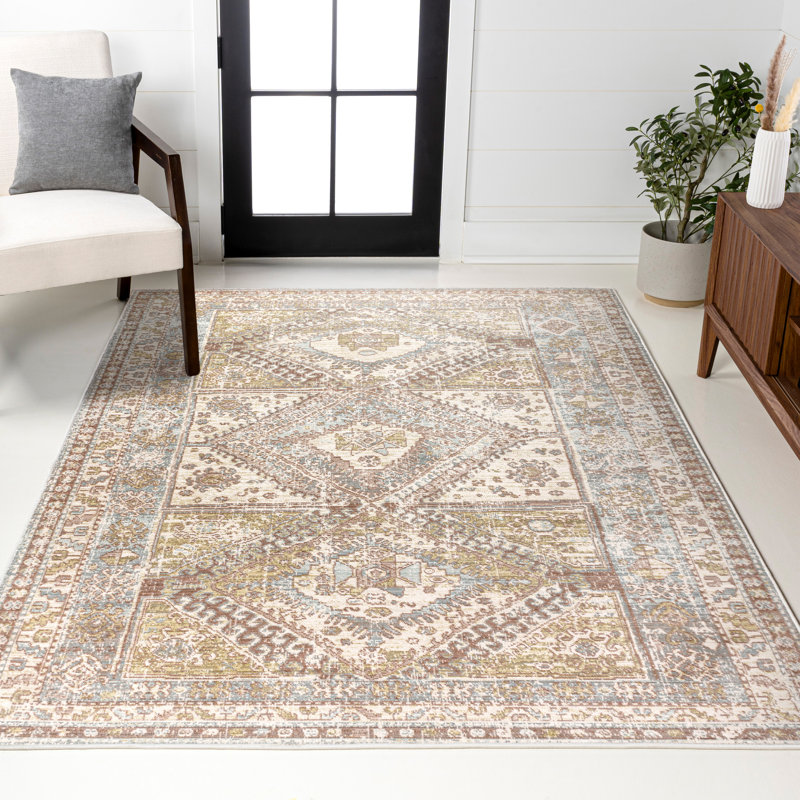 Tapis bleu clair / ivoire Peregrine, Rectangulaire 3 pi x 5 pi