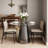  Mekisha 47.24" Round Tempered Glass Dining Table Modern Gray Mirrored Base