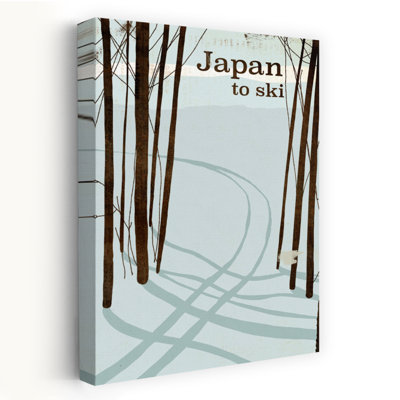 Japan Winter Ski Tracks Contemporary Wall Art Print 1 Piece Wrapped Canvas Wall Art