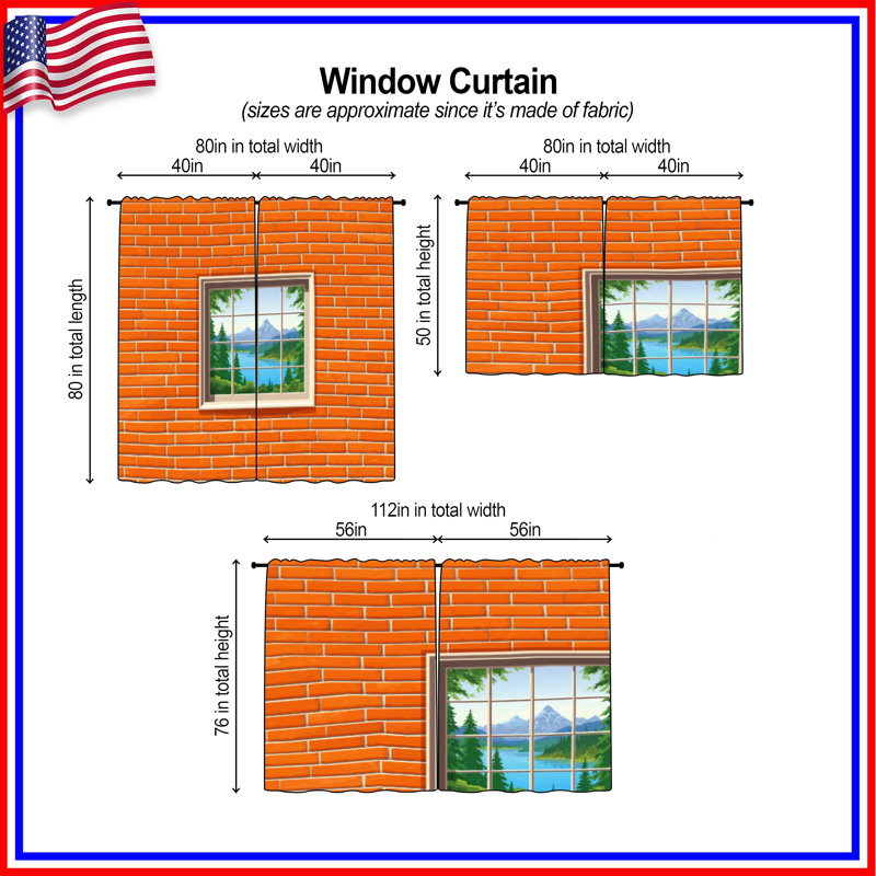 Rideaux de fenêtre Brick Wall, 40in x 82in - 2 panels, Sheer
