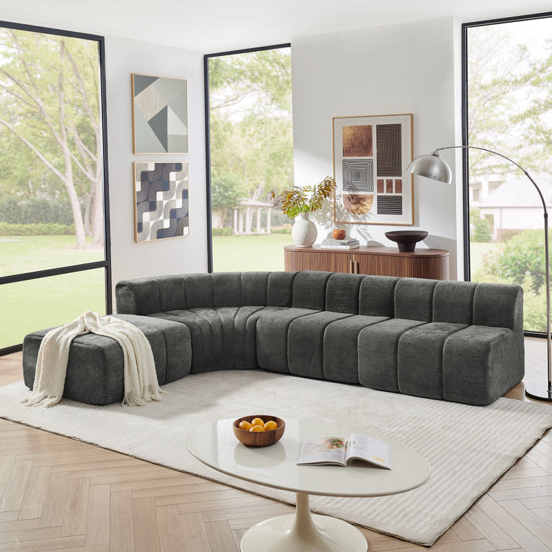Canapé modulaire moderne avec repose-pieds réglable, Noir
