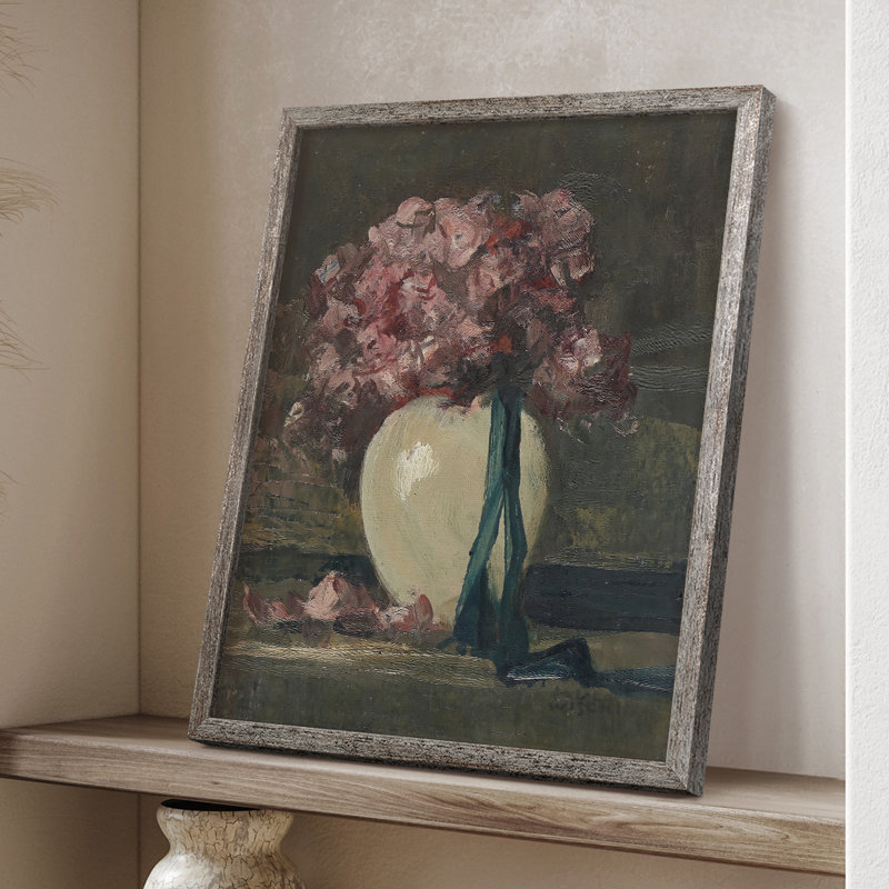 Impression florale vintage encadrée Lxxiv - bois massif, H 15 po x l 12 po