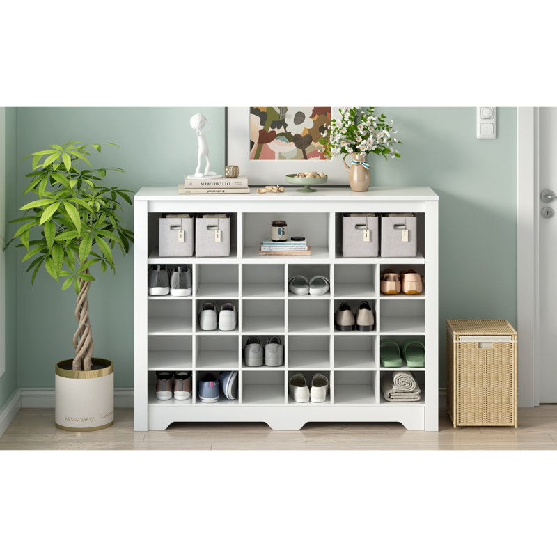 Armoire à chaussures moderne et élégante avec 24 casiers et console de haute qualité, Blanc