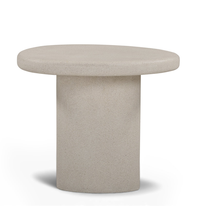 Petite table d'appoint intérieure / extérieure en béton crème Jade 21 po, Crème