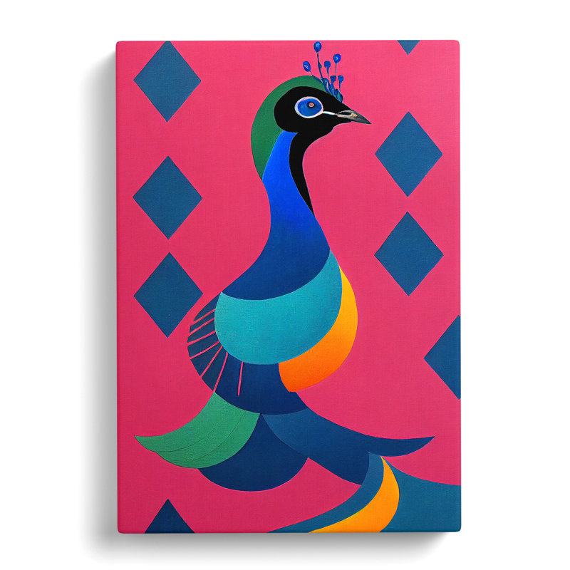 Peacock In Abstract - Wrapped Canvas, 76cm H x 50cm W