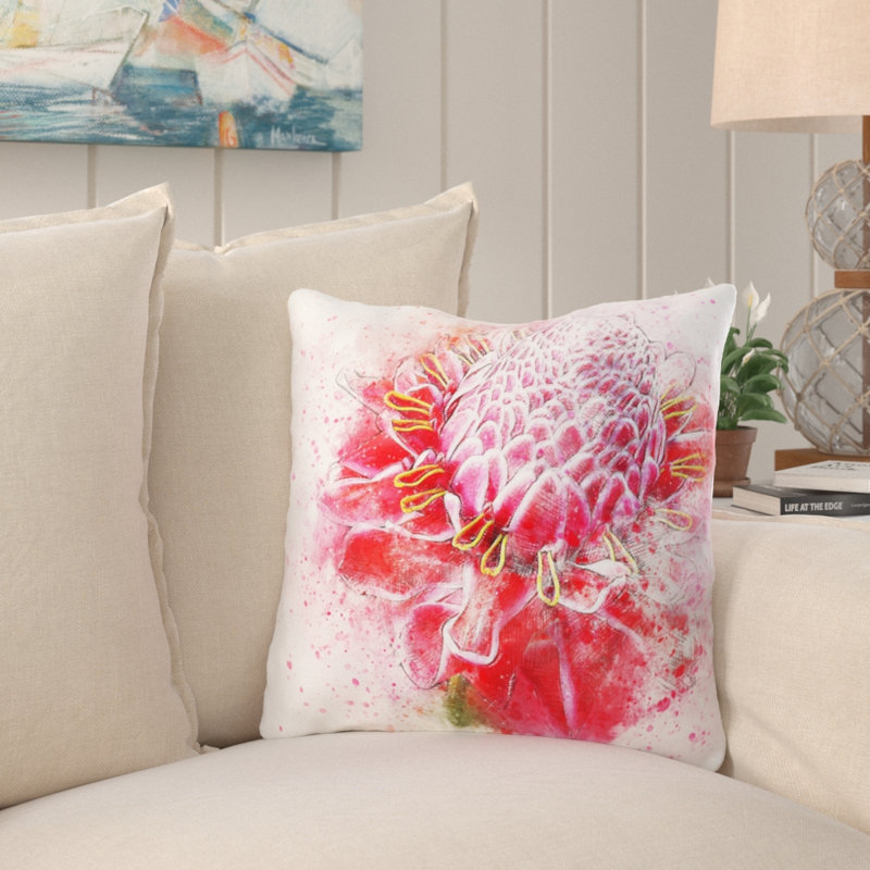 Coussin décoratif fleur Melissa, Intérieur, Microsuède