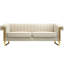 Canapé moderne en velours crème à 3 accents dorés pour un salon de style chambre à coucher doré