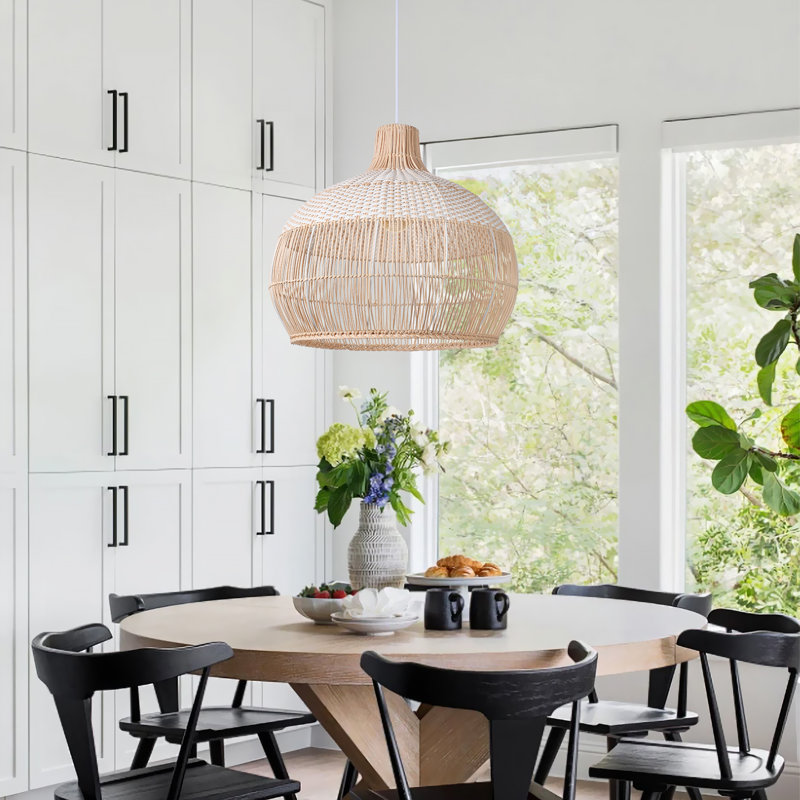 Berklin 1 - Light Natural Dome Pendant, 21.65" H x 23.62" W x 23.62" D