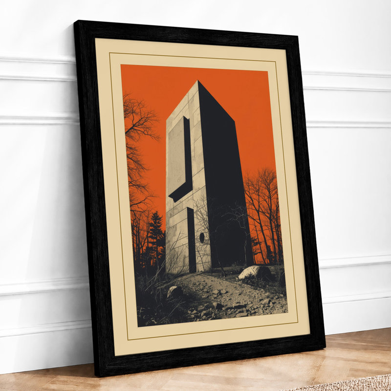 Tower In Desolate Land Rustic - Print, Black, A4 - 29.7 x 21.0 cm