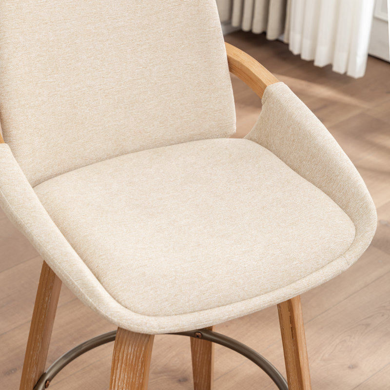 Tabourets de comptoir pivotants en polyester Junipero avec finition patinée (ensemble de 4), Beige