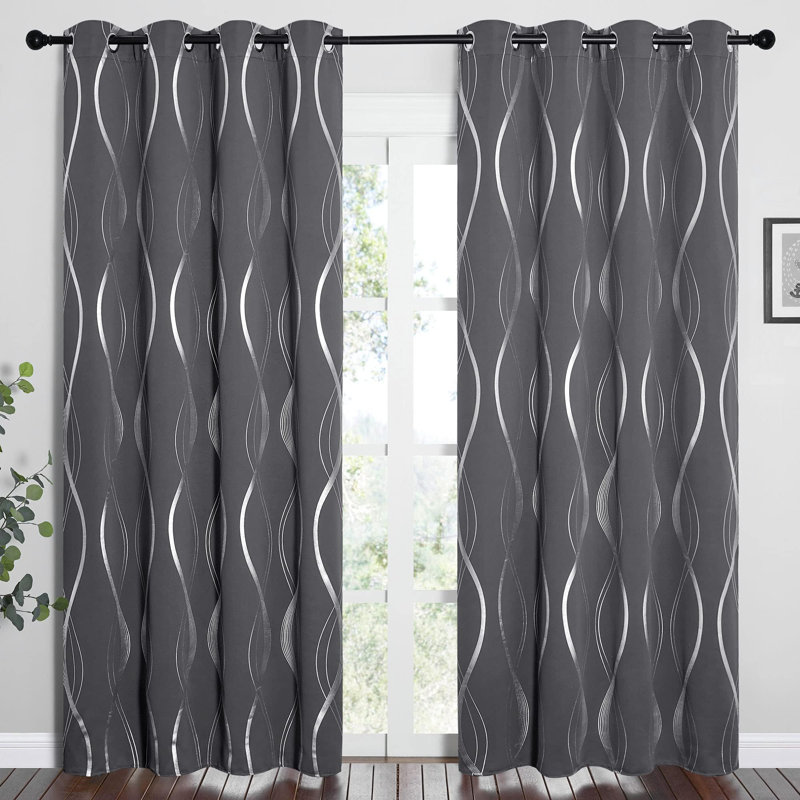 Ensemble de rideaux occultant gris pour salon de 84 po de longueur, 2 panneaux, isolant et isolant