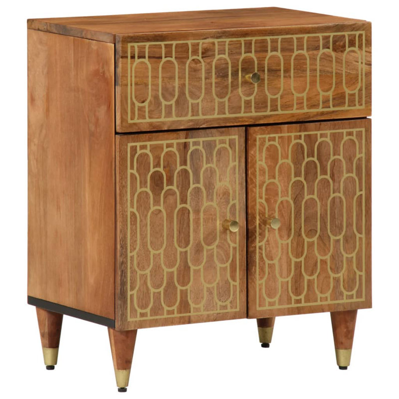 Aaroh 50cm W Solid + Manufactured Wood Bedside Table, Brown