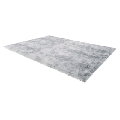 Tapis d'intérieur moelleux, tapis moelleux doux de 9 pi x 12 pi, tapis à poils longs pour le salon, la chambre à coucher, le tapis à poils longs esthétique de décoration intérieure moderne, antidérapant, antidérapant, gris clair Tie-Dye