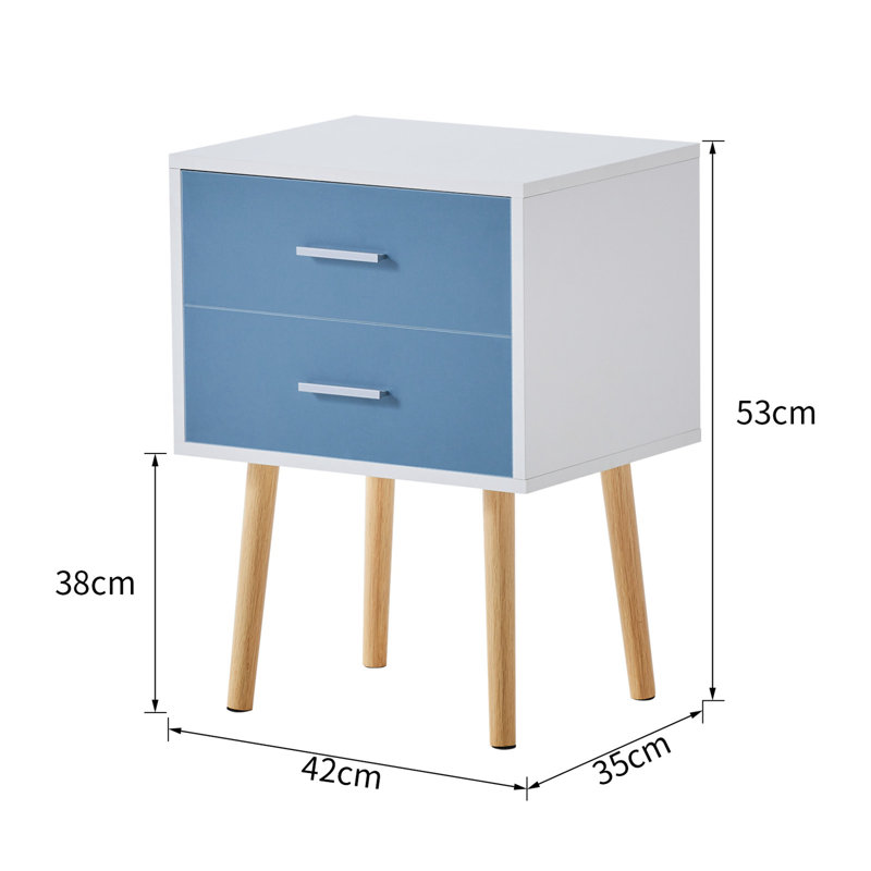 Burch 42cm W Bedside Table, Light Blue