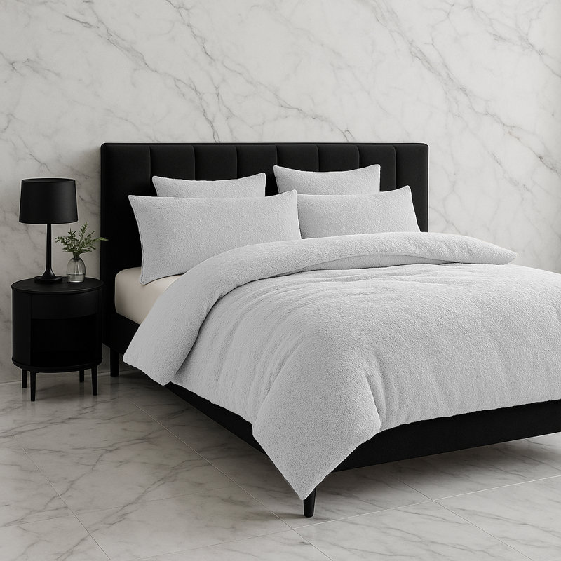 Polyester No Pattern Duvet Cover Set with Pillowcases, Double Duvet Cover + 2 Standard Pillowcases, White