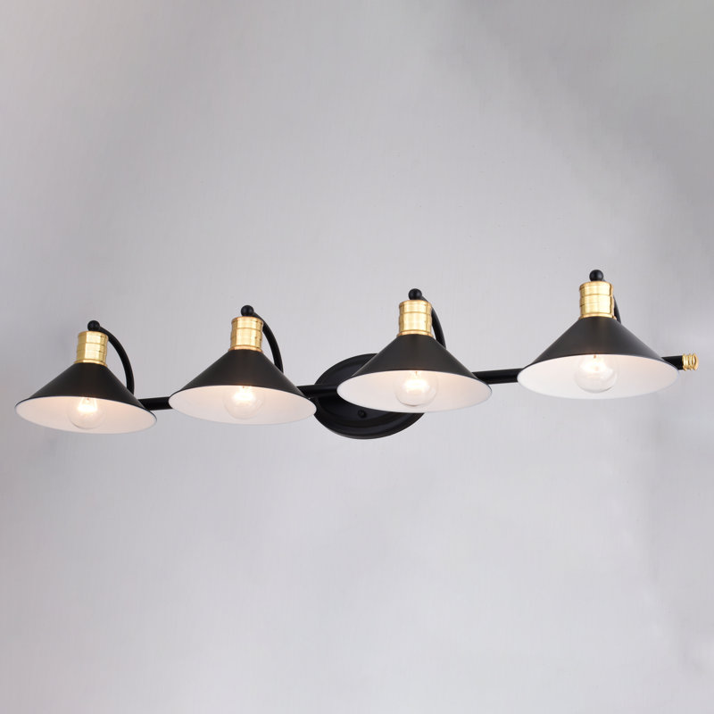 Tamar Dimmable Vanity Light, Matte Black and Natural Brass, 4