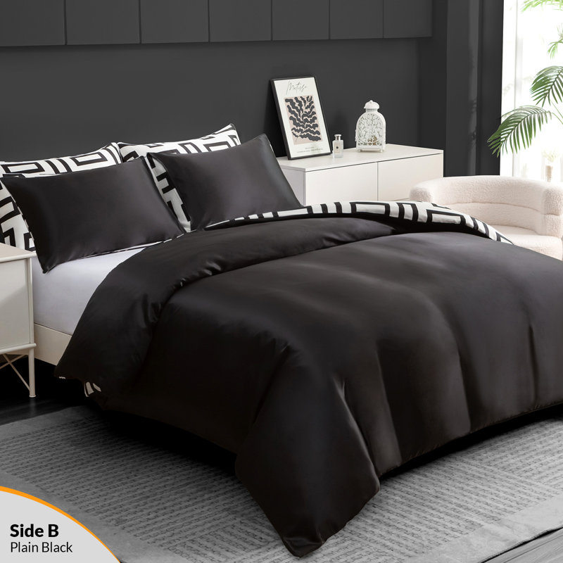 Premium Reversible Duvet Cover Set with Zipper Closure and Corner Ties, Super King Duvet Cover + 2 Bed Pillow Pillowcases