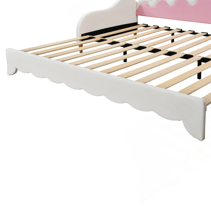 Twin Extending Daybed With LED Lights, Modern Upholstered Princess Daybed, White