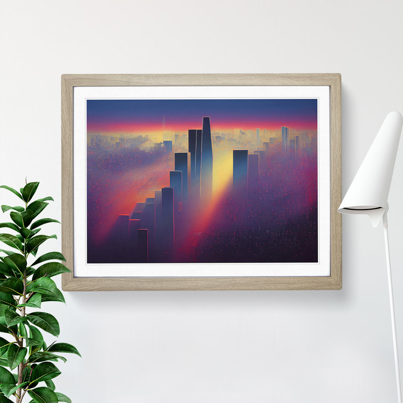 Soulful City Skyline Architecture - Framed Print, 25cm H x 34cm W x 2cm D, Oak