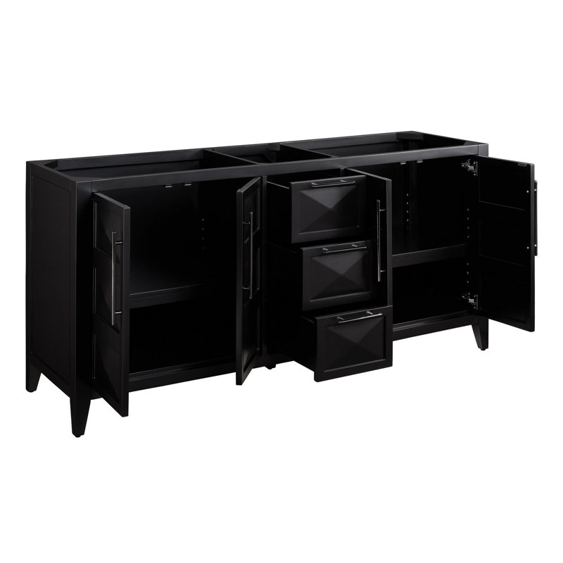 72" Holmesdale Vanity with Undermount Sinks, Carrara Marble, Black, Gunmetal